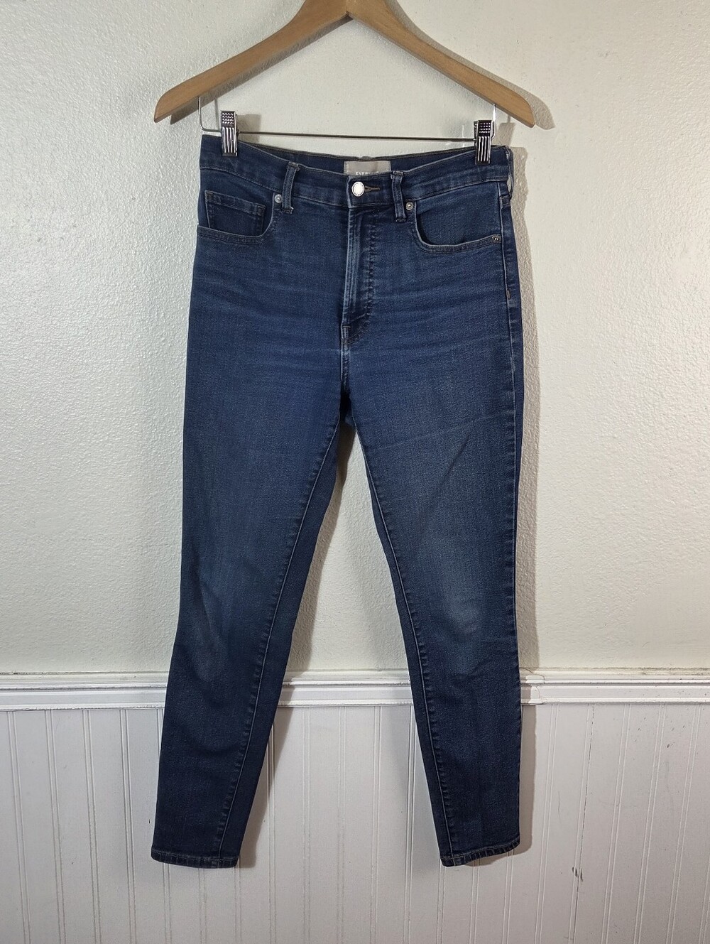 Everlane High Rise Skinny Jeans Womens 28R Dark Wash Stretch Denim Blue